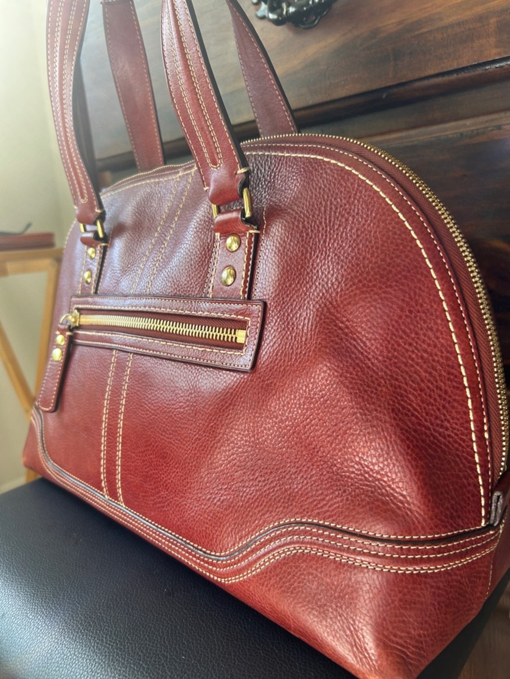 Authentic Vintage Coach Hampton Miranda Satchel Leather Bordeaux Burgundy 11085 - Picture 7 of 15